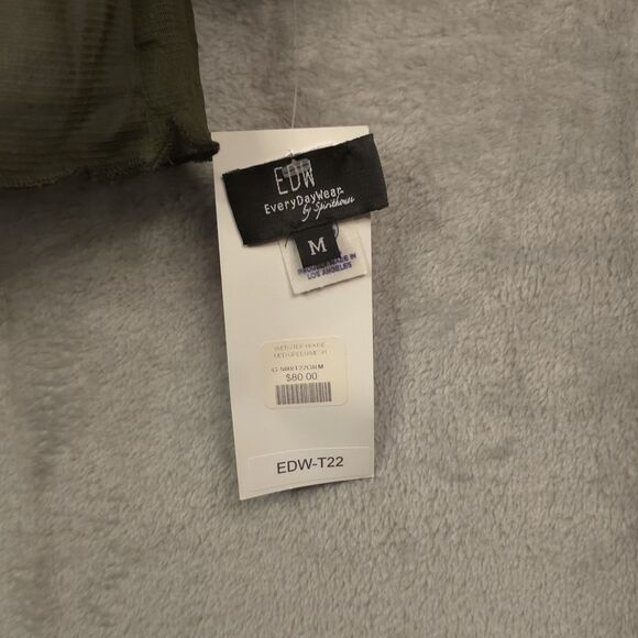 Vintage EDW Sheer Mesh Long Sleeve Top Size Medium Olive Green See Through Y2K - Picture 2 of 9